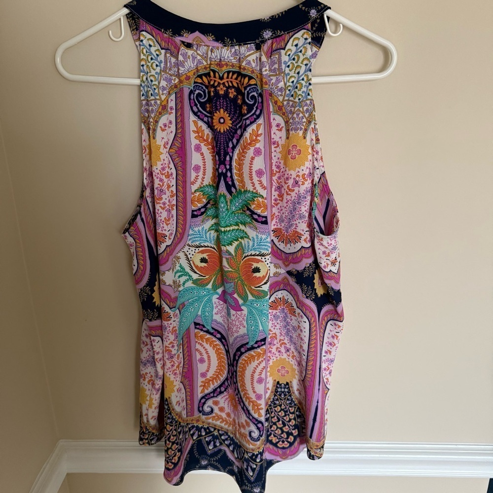 Rose + Olive Women’s Summer Preppy Vibrant Paisley Floral Tank Top Size Medium - Picture 4 of 6